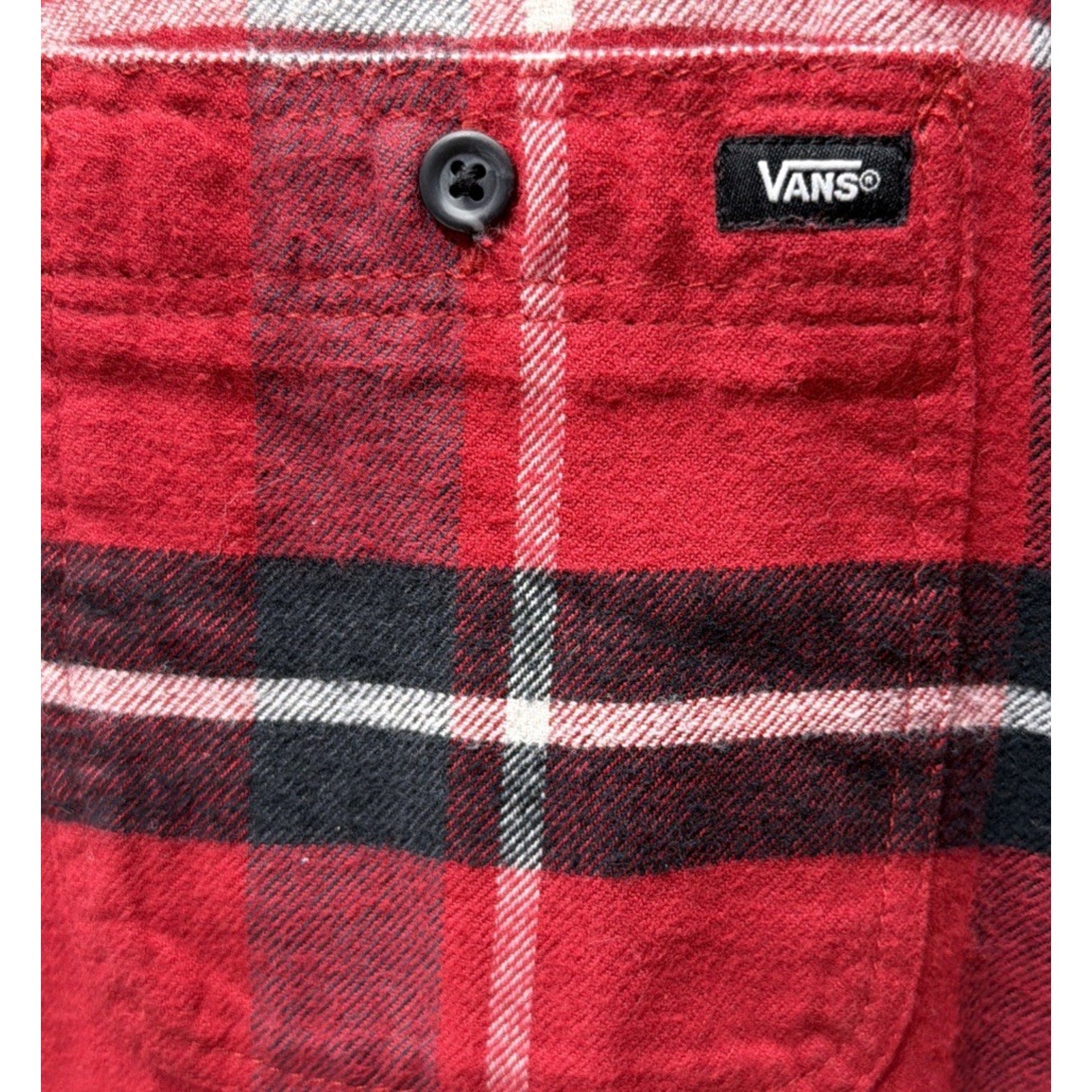 VAns Off The Wall Classic Fit Flannel Shirt Mens XL Red White Plaid Long Sleeve