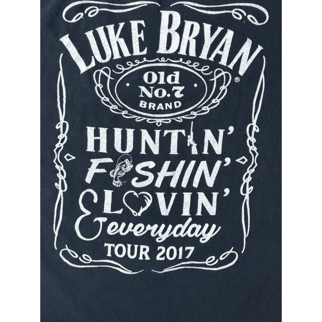 LUKE BRYAN Huntin' Fishin' & Lovin' Everyday Tour 2017 Size Small Black T-Shirt