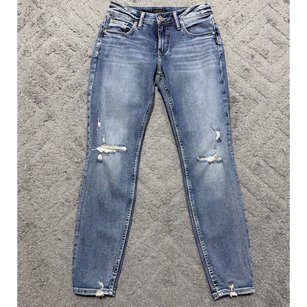 Silver Boyfriend Jeans Women's 26x29 stretch blue Denim mid rise