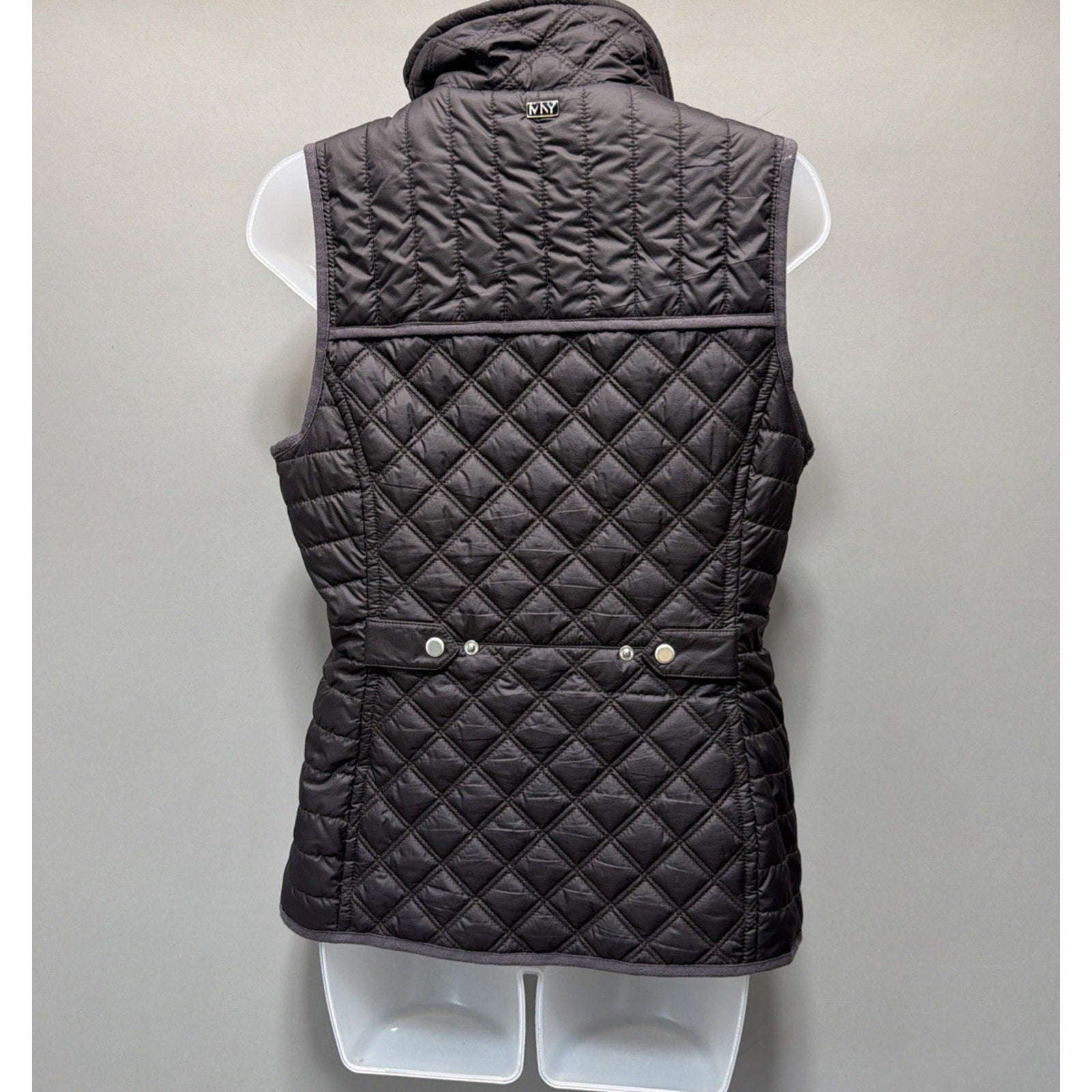 Marc New York Vest Women Small Brown Quilted Puffer Full Zip Gunmetal Outerwear