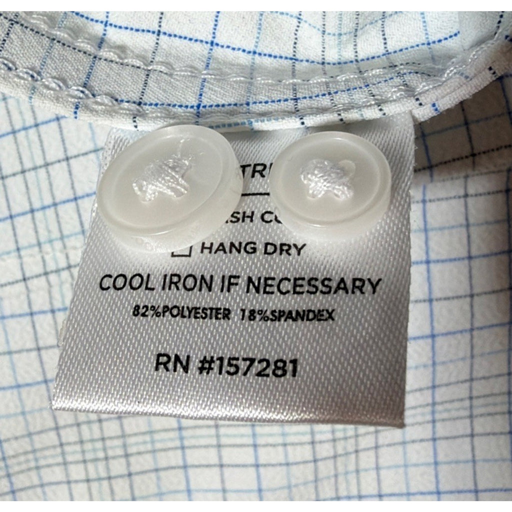 Mizzen+Main Leeward Classic Dress Shirt Men’s M White Blue Check Stretch