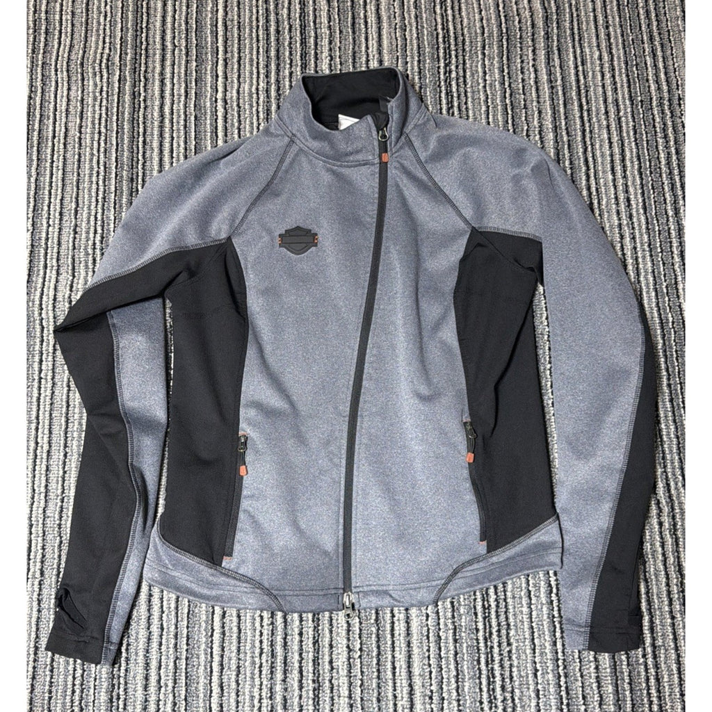 Harley-Davidson Womens Mid-Layer Soft Shell Jacket Gray Black Thumbhole Size L