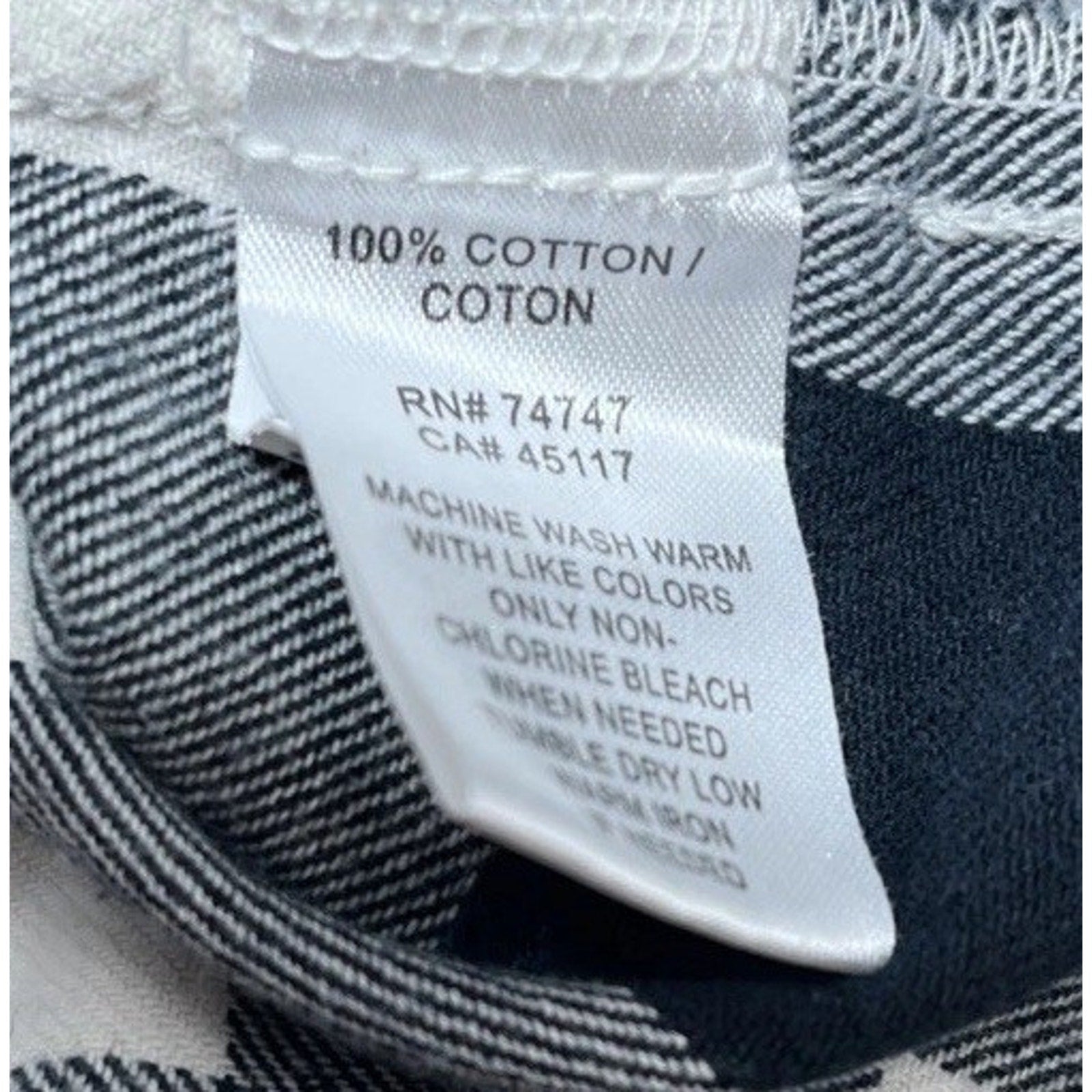 Natural Reflections Womens XL Plaid Flannel Shirt White Buffalo Check Boyfriend