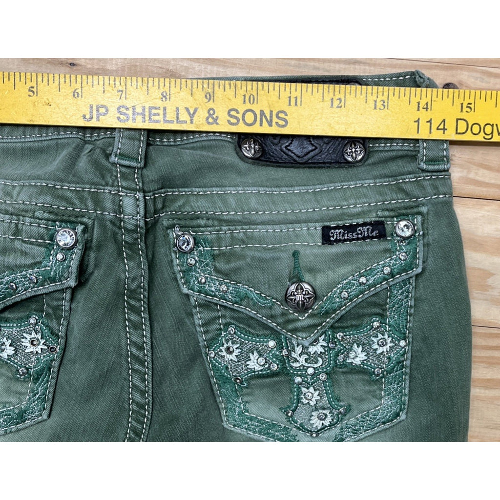 Miss Me Skinny Signature-Rise Women's Jeans - green size 27 W28 L30 XF73