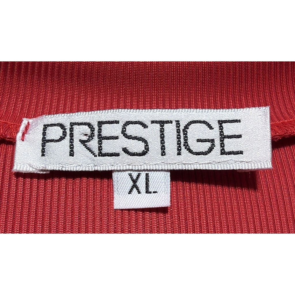 Vinatge PRESTIGE Men's XL Activewear T Shirt Stretch Red Ribbed Panels Made USA