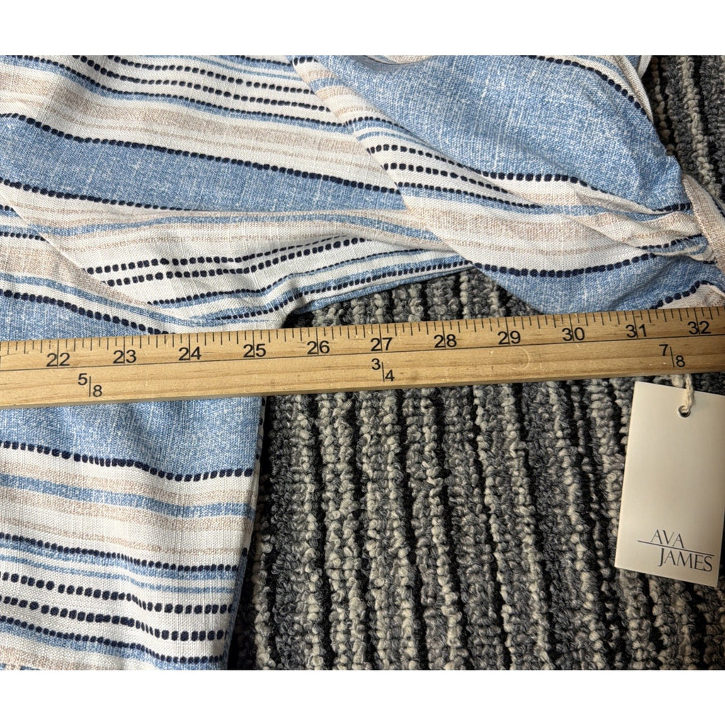 Ava James Plus Size 2X Dress Blue White Striped Linen Blend Balloon Sleeve New