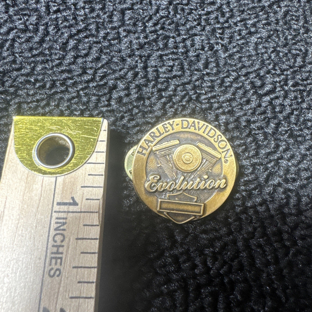 Vintage Harley-Davidson Evolution V-Twin Engine Lapel Pin Tie Tack Brass Tone US