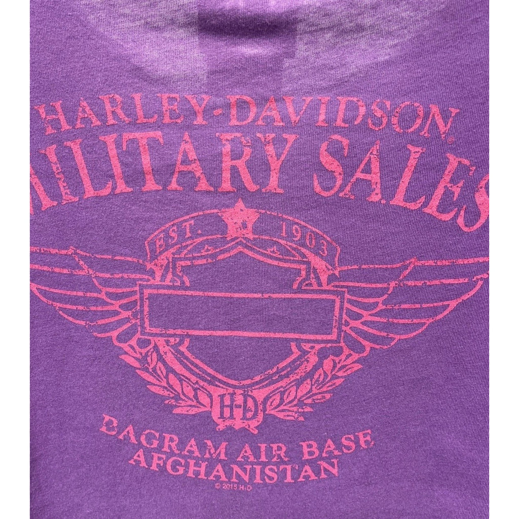 Harley Davidson Bagram Air Base Afghanistan T-Shirt Rhinestone Purple S 2015