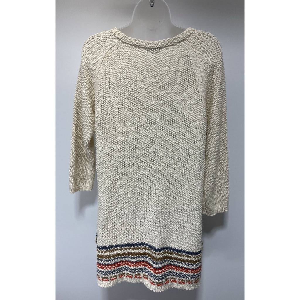Denim & Co. Heritage Cable Knit Sweater Dress- Ivory- Small