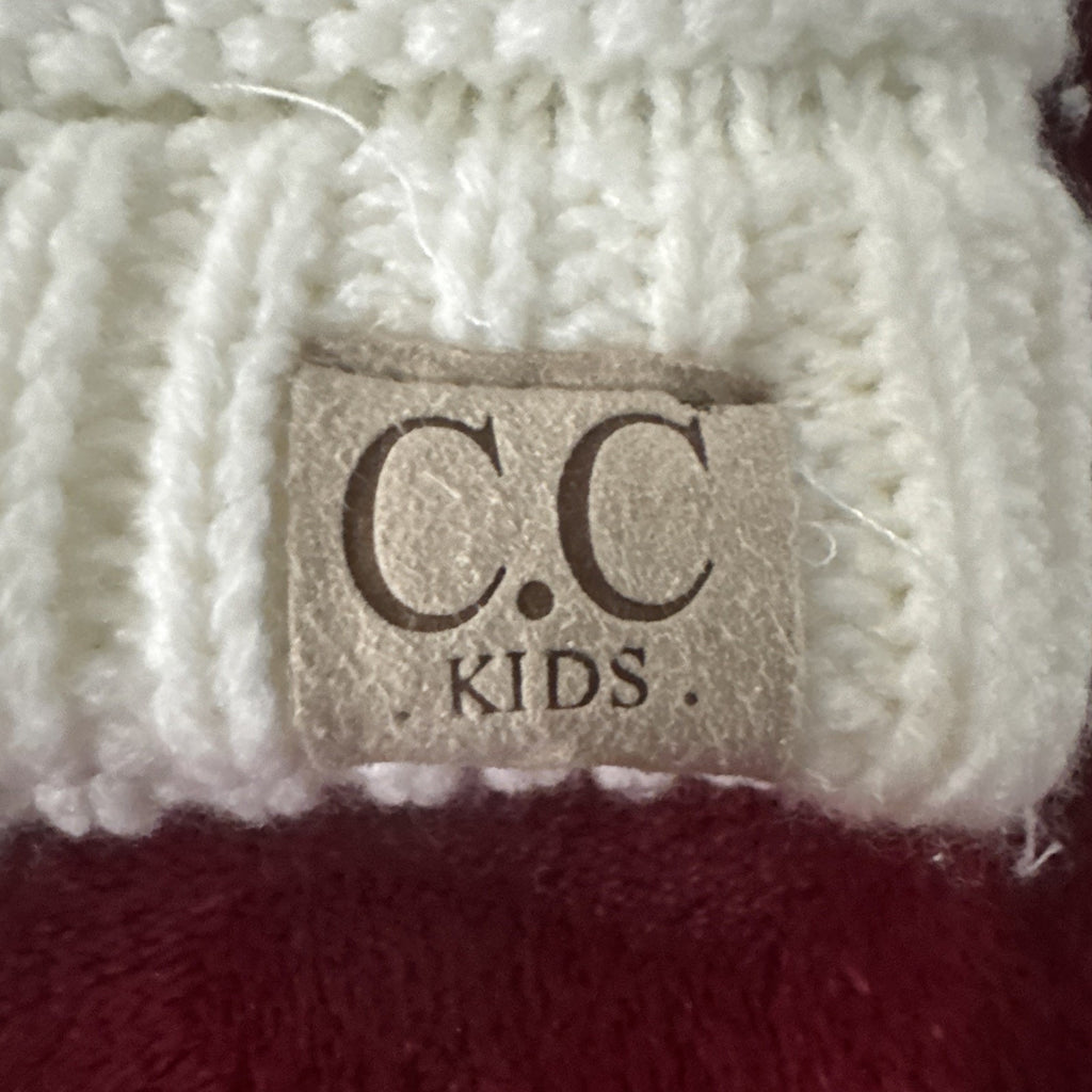 C.C Kids Girls Ivory Cable Knit Beanie Pink E Monogram Winter Hat One Size