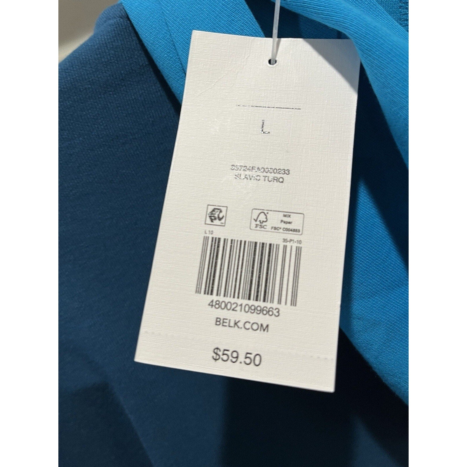 NWT CROWN & IVY Size L NEW Men's Slavic Turq High Neck 1/4 Zip Pullover Sweater