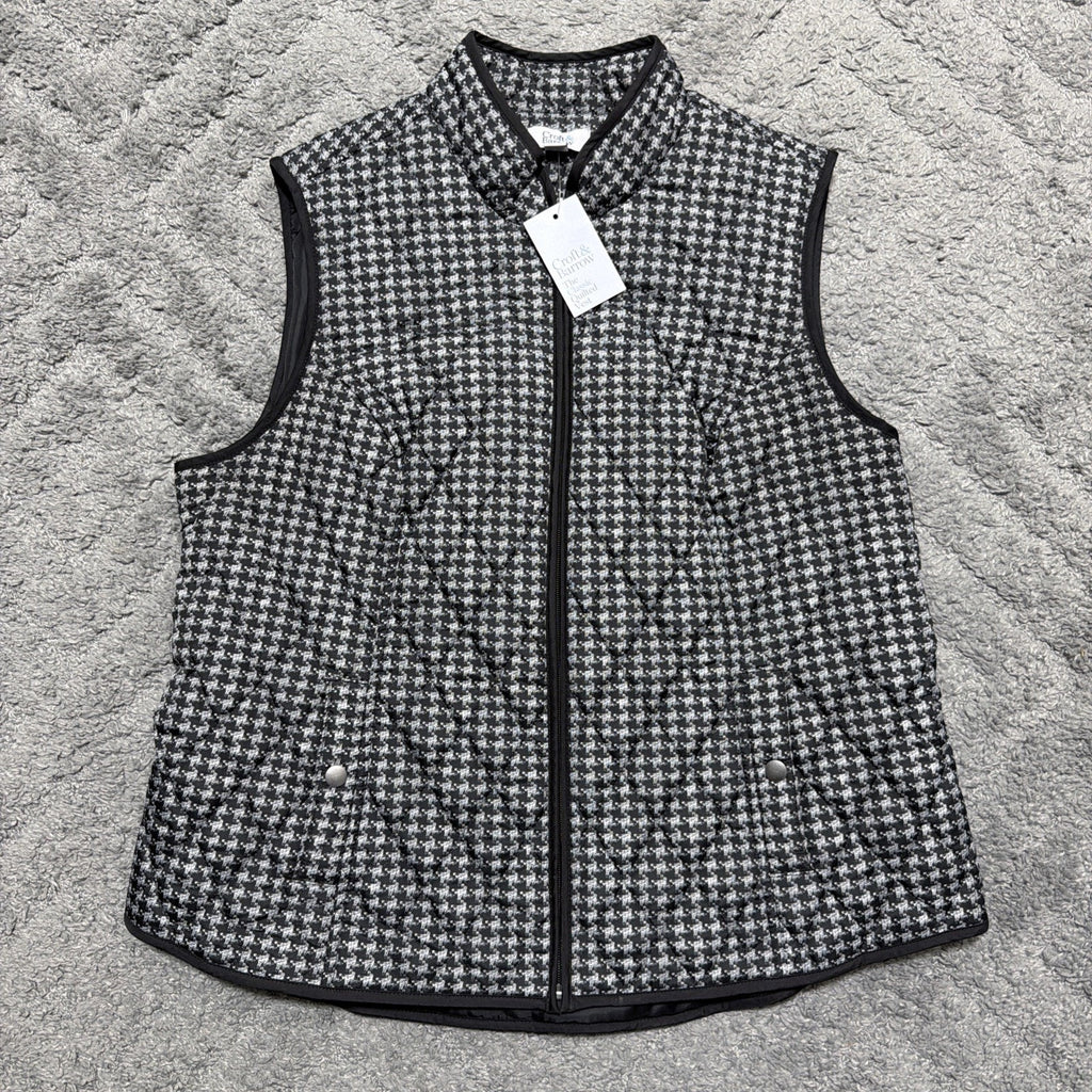 NWT WOMEN'S CROFT & BARROW BLACK & WHITE Classic Quilted Puffer VEST SIZE XL