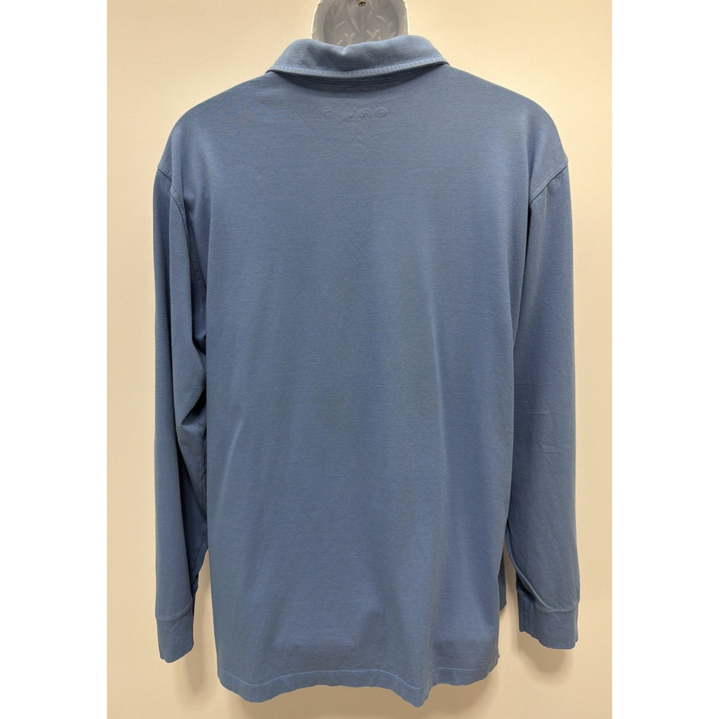Orvis Mens L Size Collared Sweatshirt Blue Cotton Outdoor Fishing Pullover