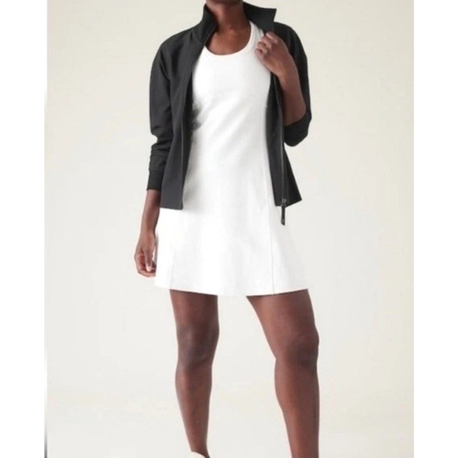 Athleta Levitate Dress White Plus 3X Athleisure Sporty Tennis Prep Pockets NWT