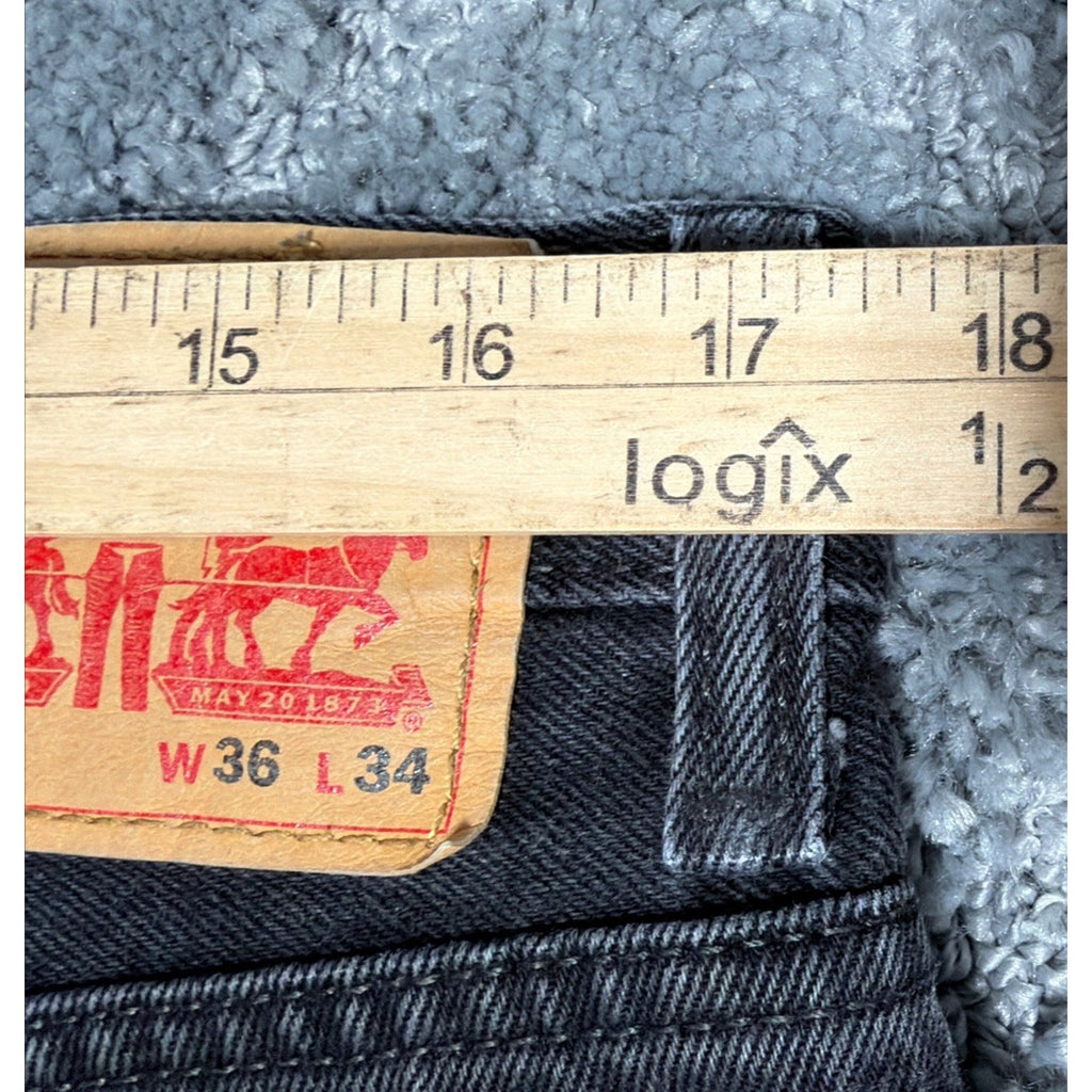 Levis 550 Relaxed Fit Red Tab 35x25 Jeans Denim Dark Hemmed