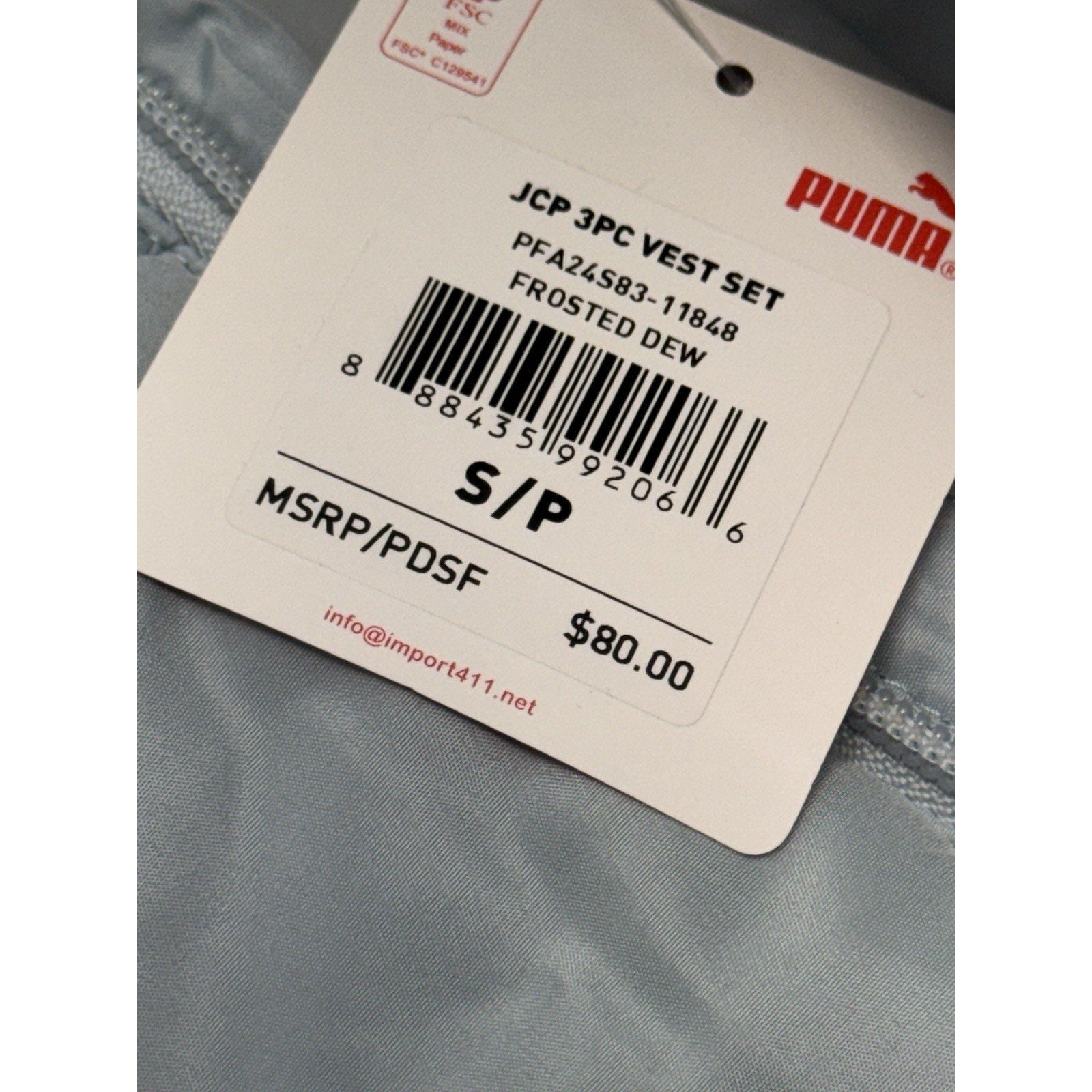 Puma Women’s Light Blue Puffer Vest Front Pockets Size Small New With Tags