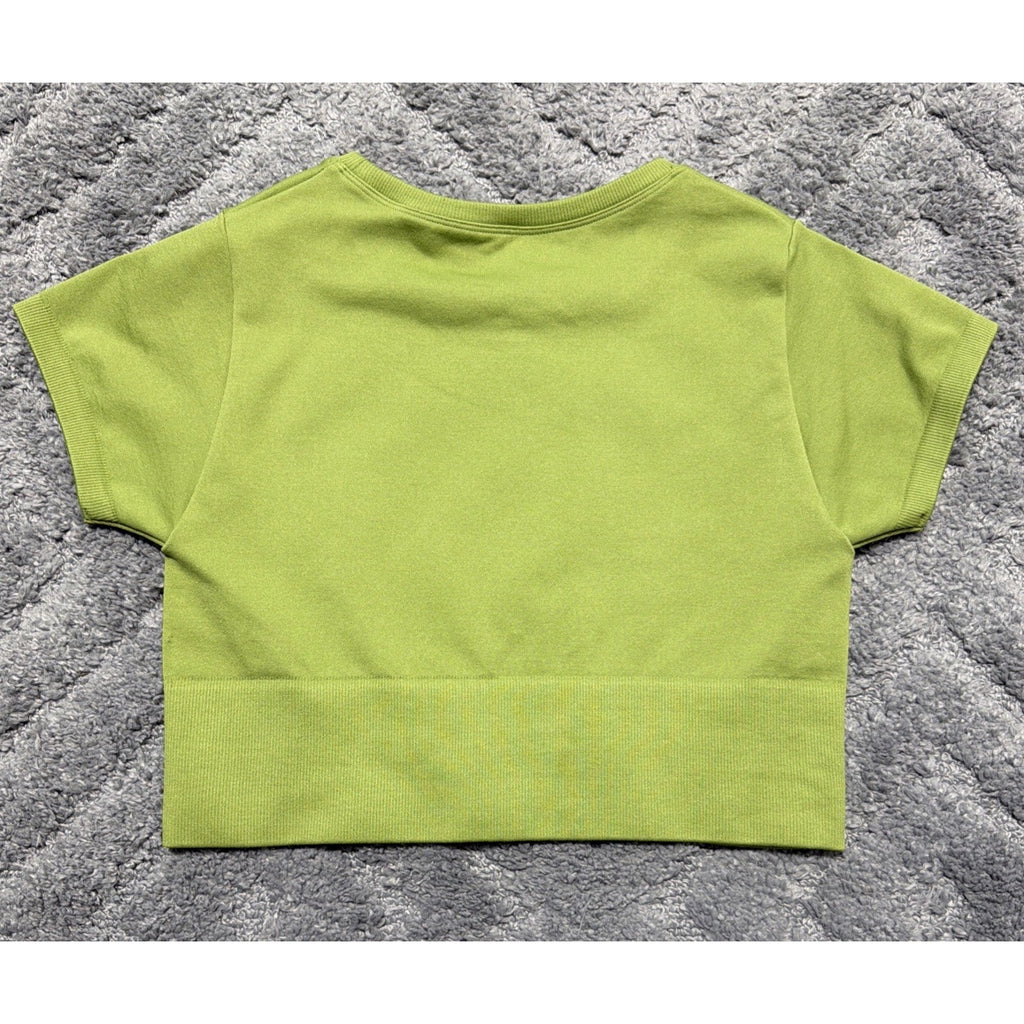 Offline By Aerie Seamless Cropped T Shirt Lime Green Short Sleeve Size M