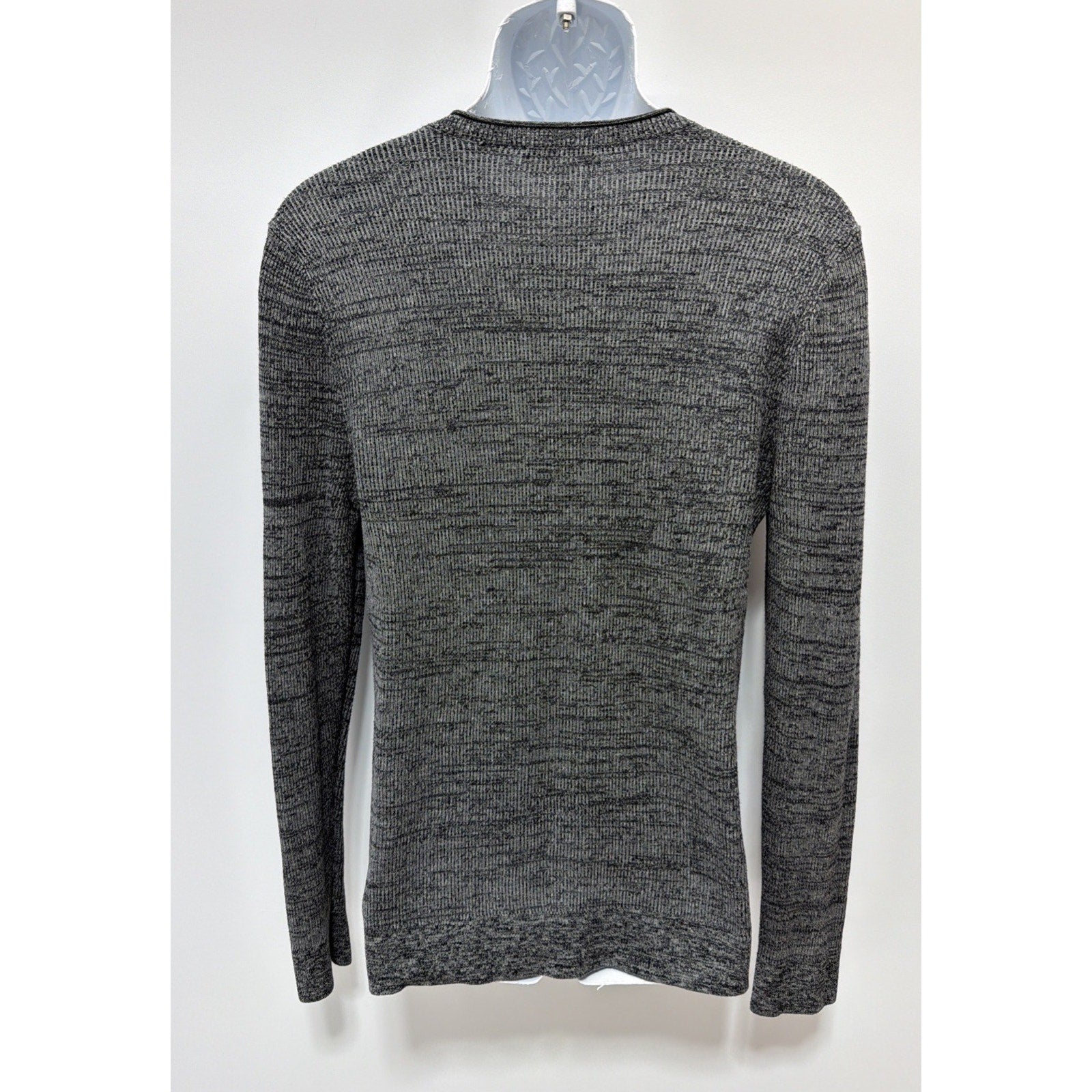 Express Men’s Gray And Black Static Knit Henley Button Sweater Size M