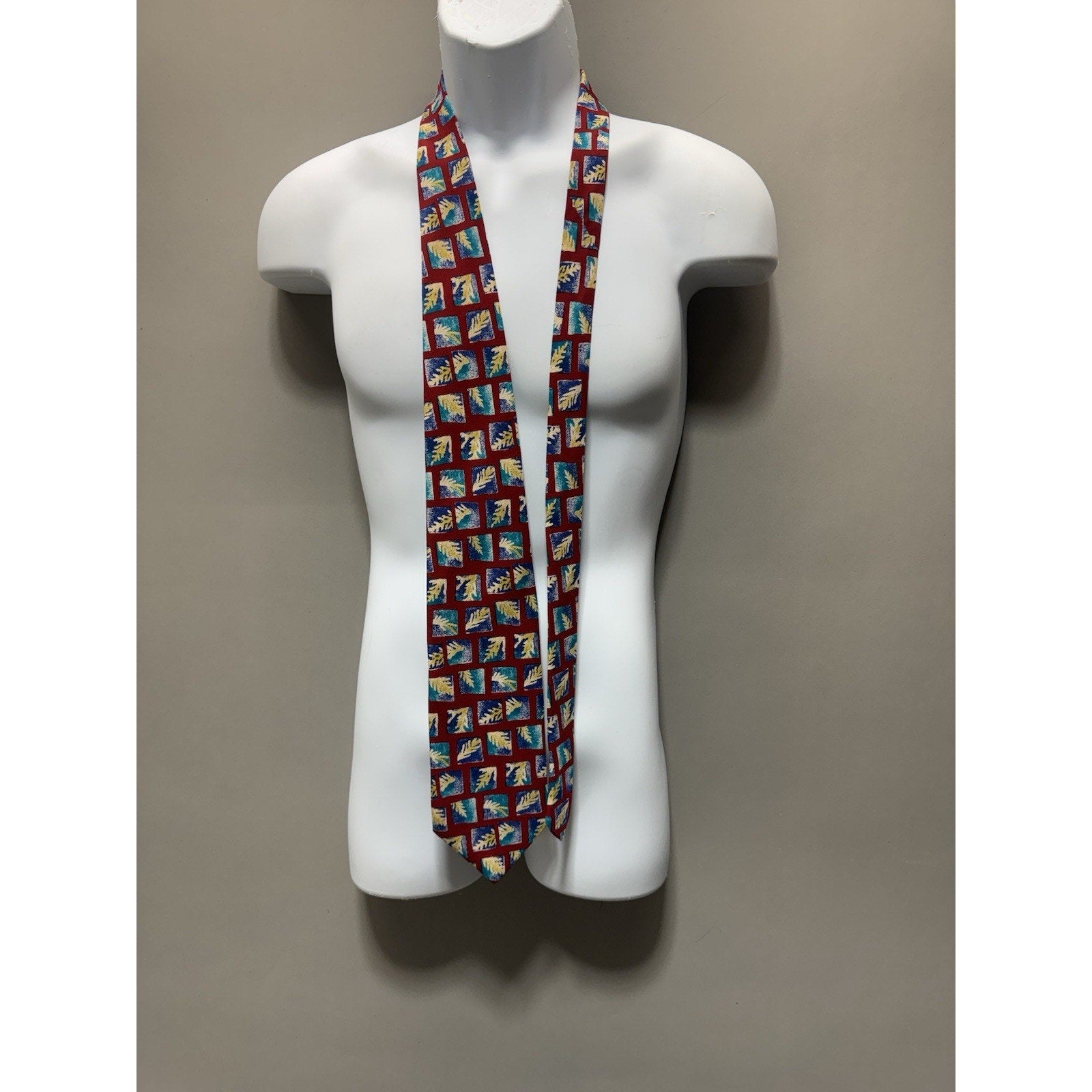 Pronto Uomo Vintage Silk Tie Red Blue Geometric Abstract Retro Necktie Italy