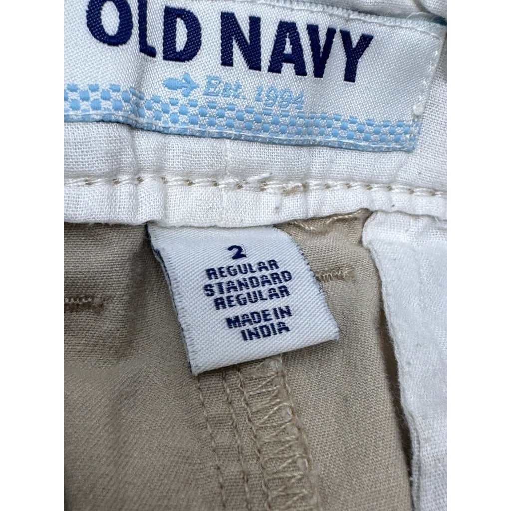 Old Navy Classic Flat Front Slash Pocket Cotton Chinos Tan Women’s Size 2