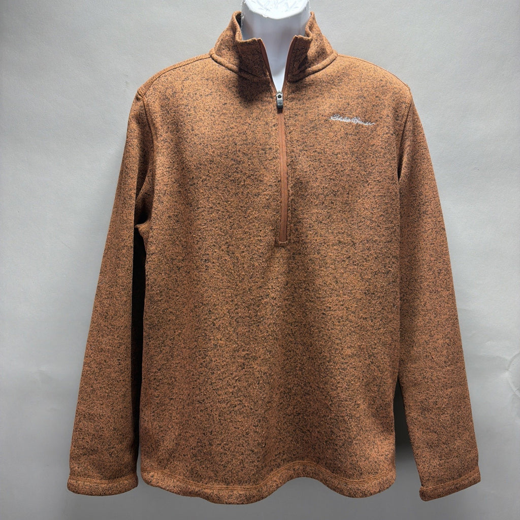 Eddie Bauer Sweater Mens M Brown Radiator Fleece 1/4 Zip Mock Neck Outdoor