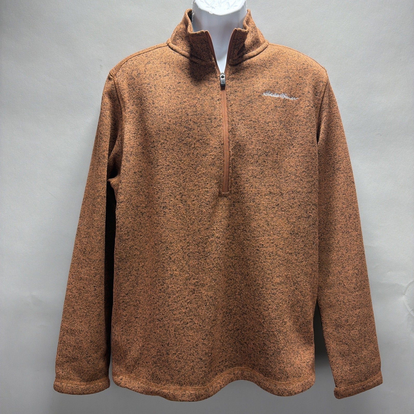 Eddie Bauer Sweater Mens M Brown Radiator Fleece 1/4 Zip Mock Neck Outdoor