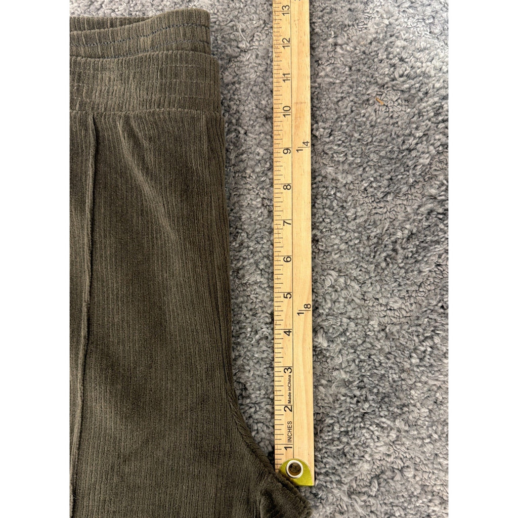 Aerie Corduroy Flare Pull On Pants Womens Medium Short Olive Green Trousers
