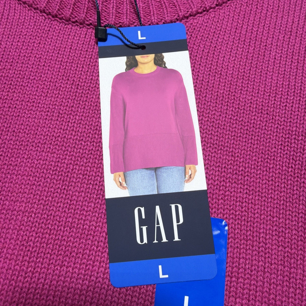NWT GAP Sweater Women's Size Large Pink Crew Neck Long Sleeve Comfy Oversized