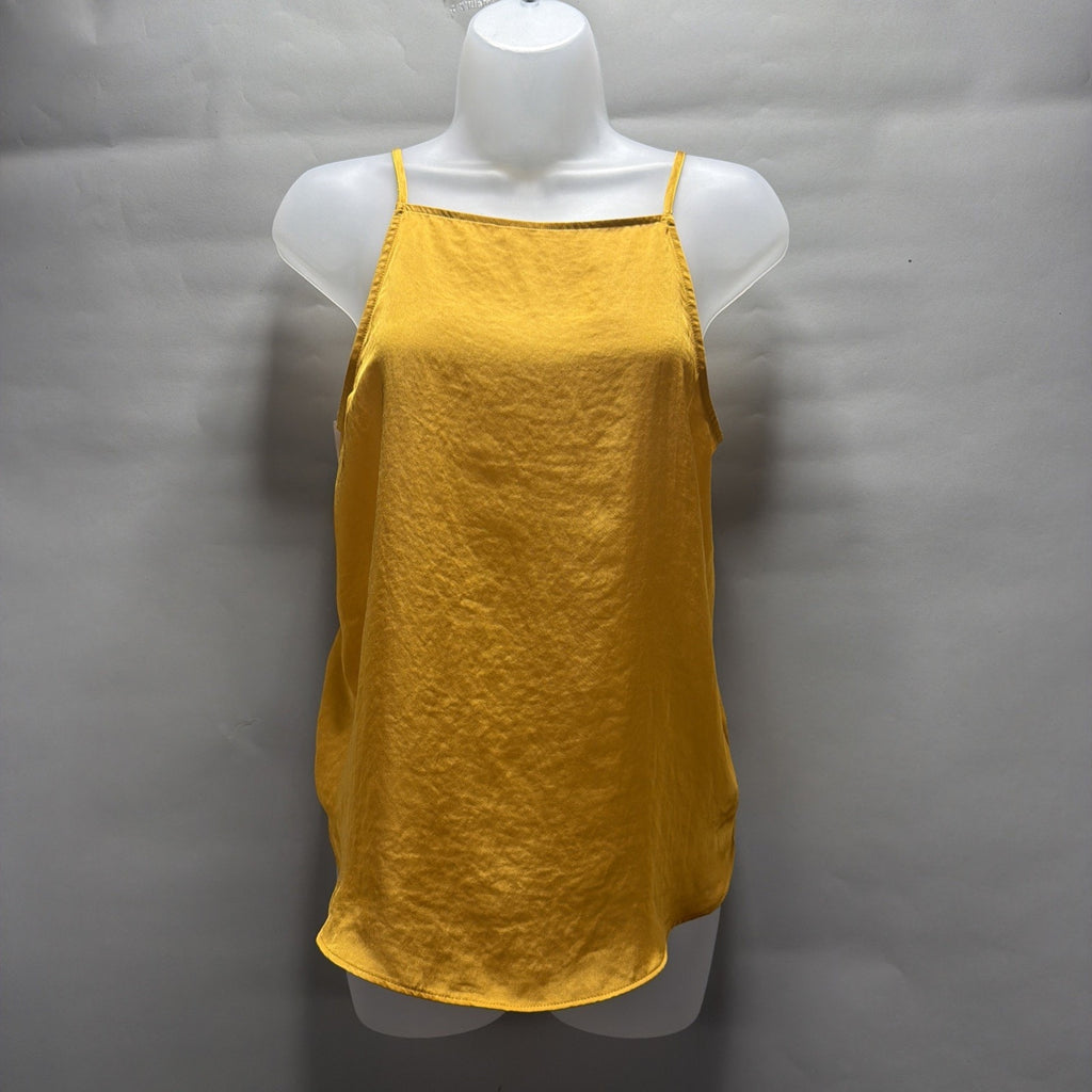 Ann Taylor Loft Spaghetti Strap Satin Tank Top Yellow /Gold Size Small NWT