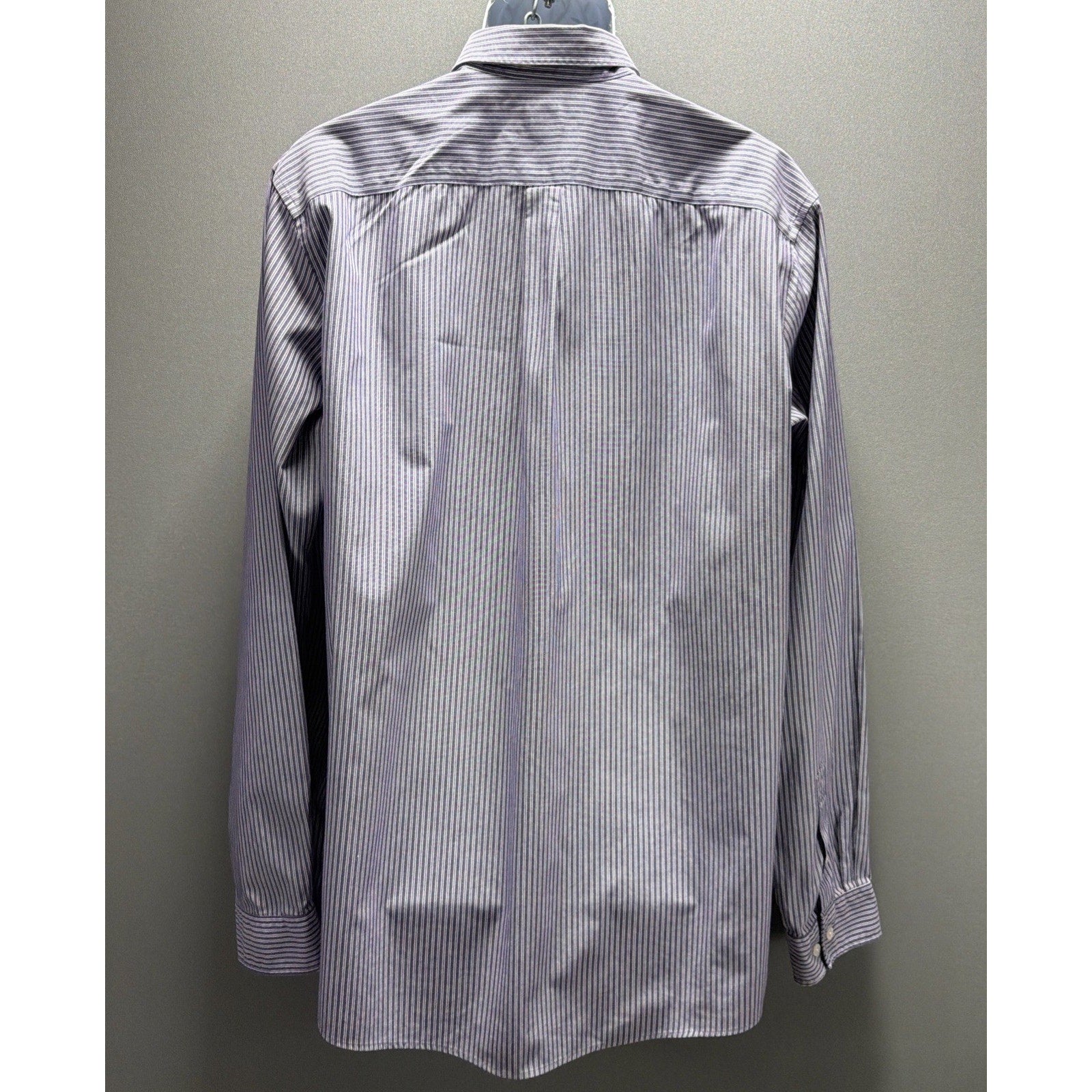 Eddie Bauer Wrinkle Resistant Relaxed Fit Purple Stripe Button Down Shirt XL Tal
