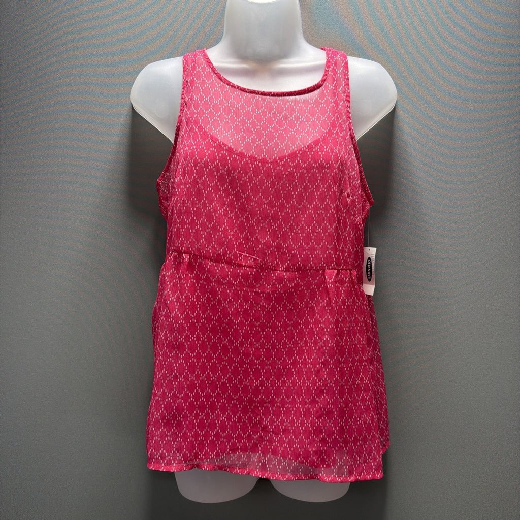 Old Navy Tank Women Small Pink Casual Summer Career Sleeveless Peplum Blouse NWT