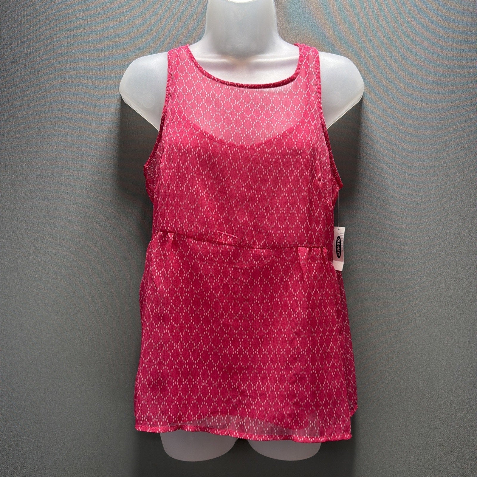 Old Navy Tank Women Small Pink Casual Summer Career Sleeveless Peplum Blouse NWT