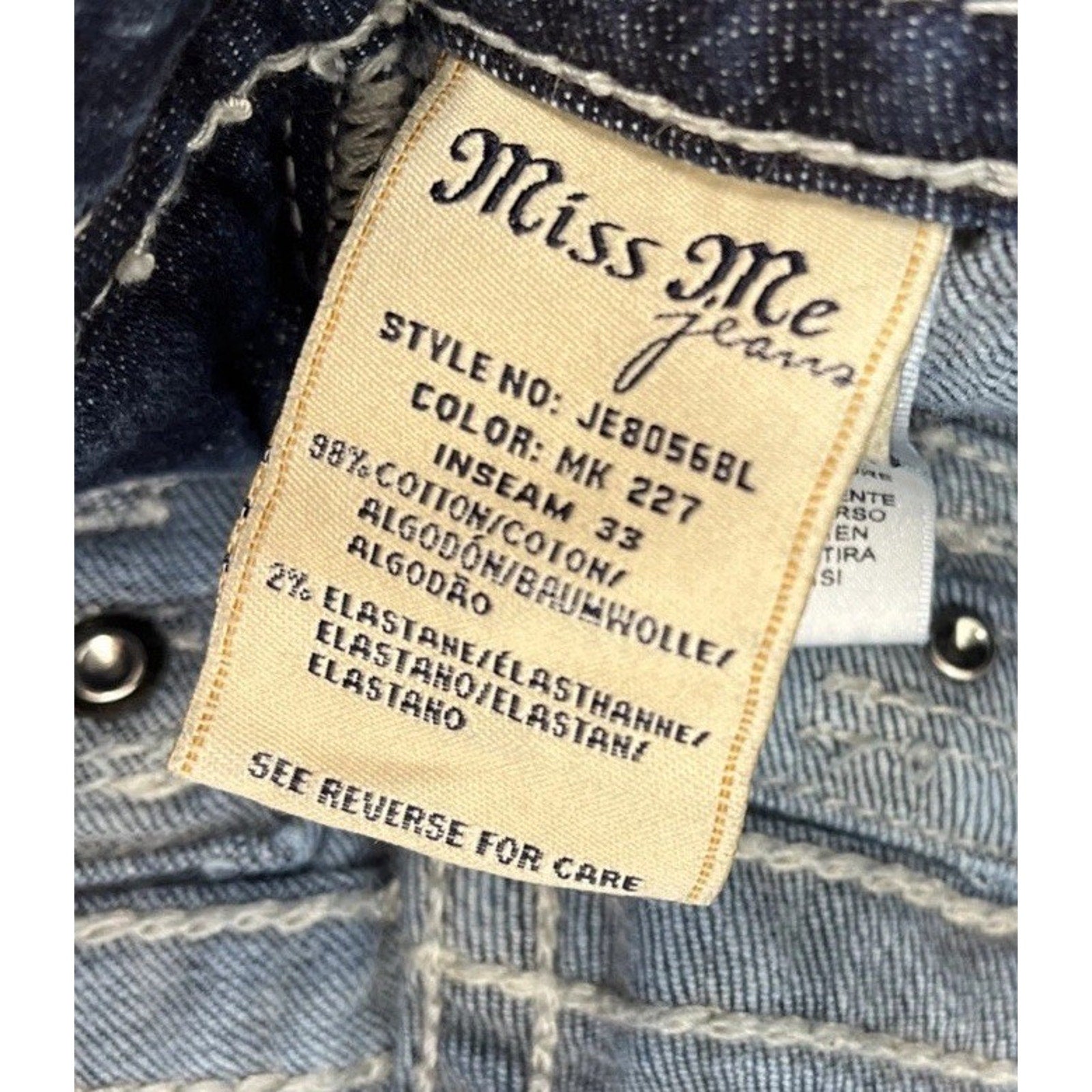 Miss Me Signature Boot Cut Aztec Stitching Embellished Jeans Size 27