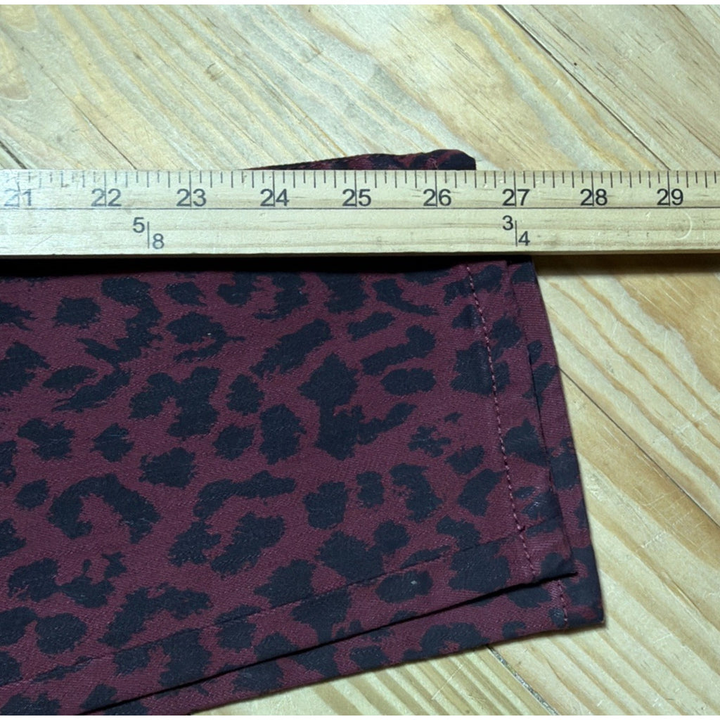 Social Standard By Sanctuary Women's 10 Ankle Skinny Burgundy Leopard Print Jean