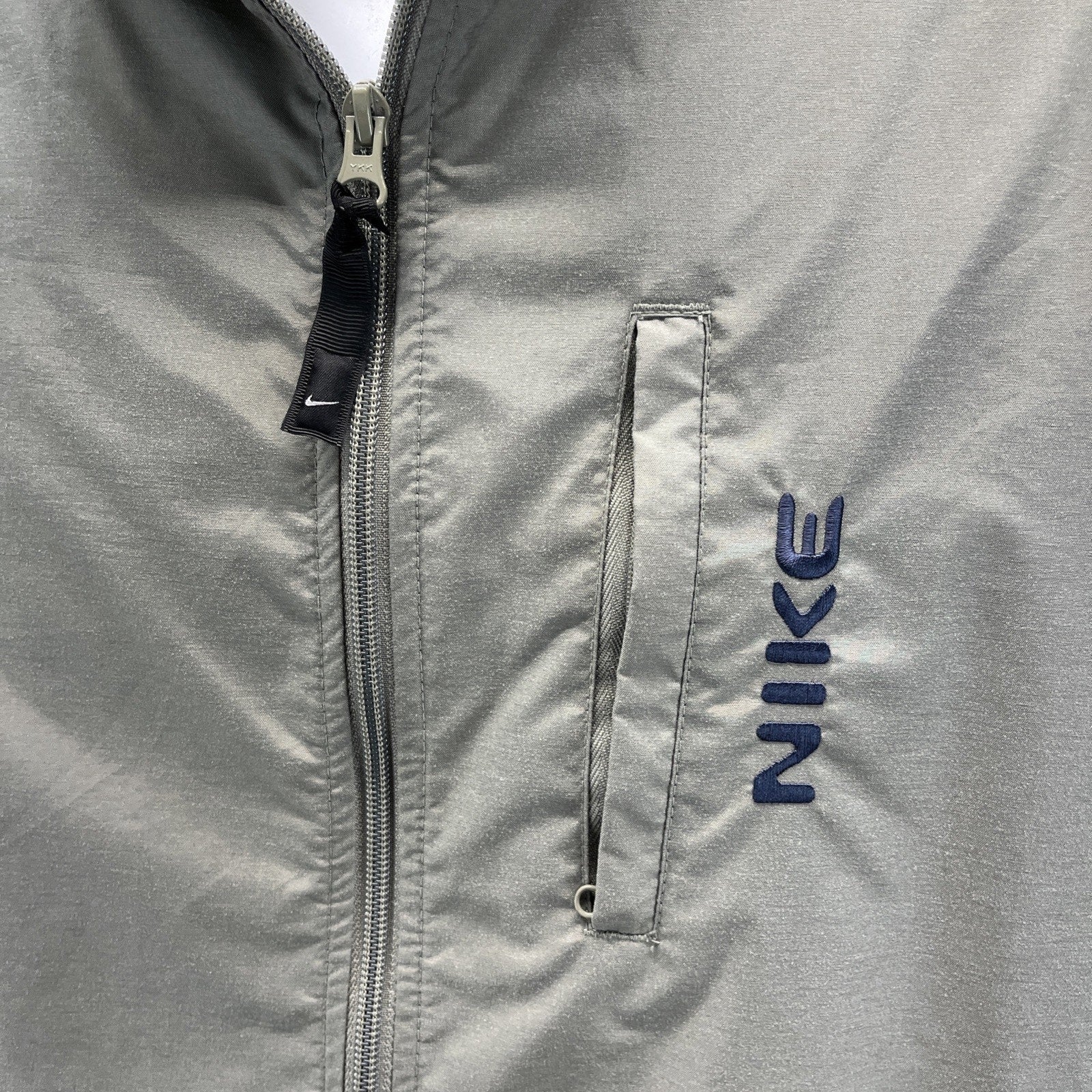 Vintage Nike Jacket Mens L Olive Green Spell Out Logo Lined Full Zip Sportswear