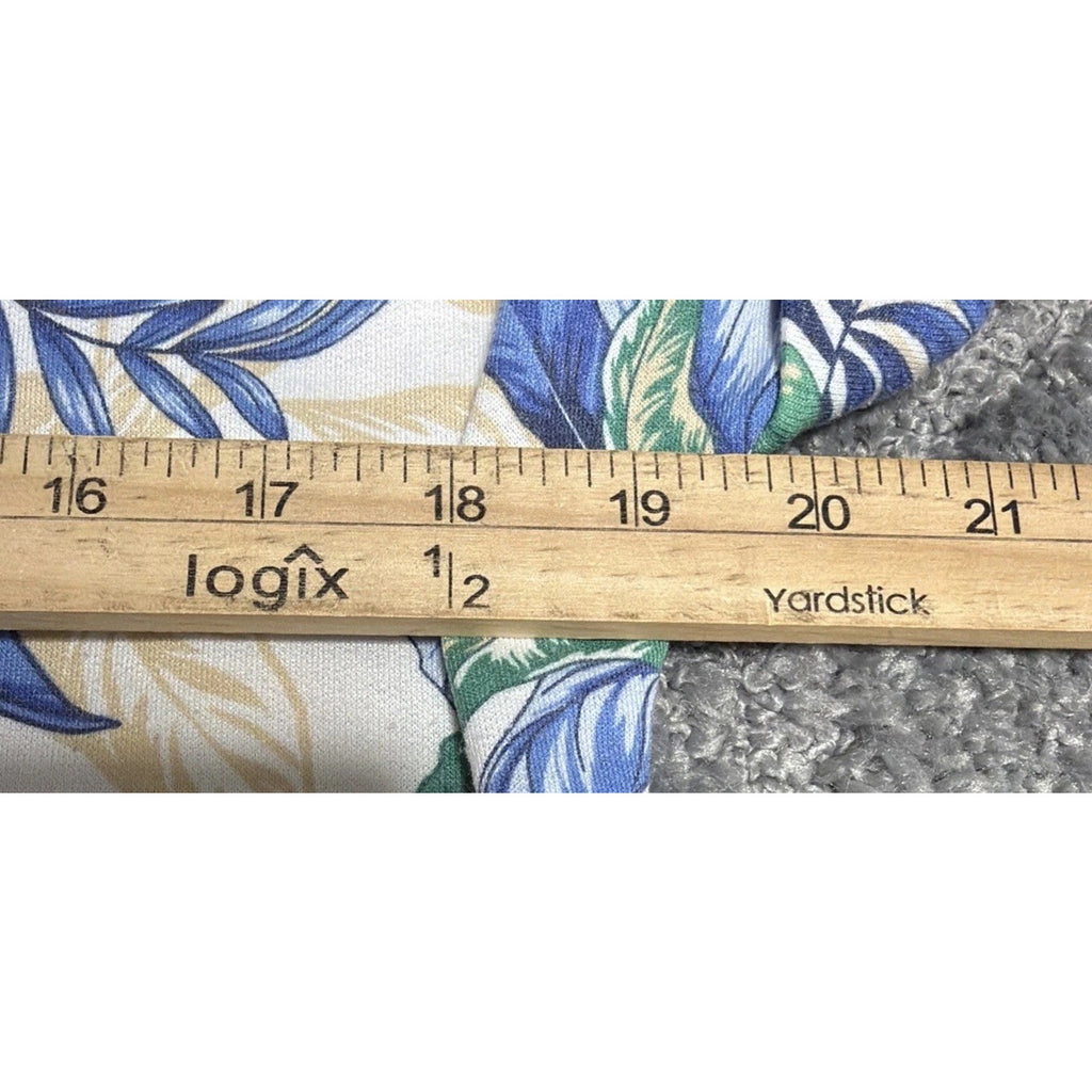 Cupio Women's Top Short Sleeve Slub Knit Blouse Blue White Floral Stretchy Small