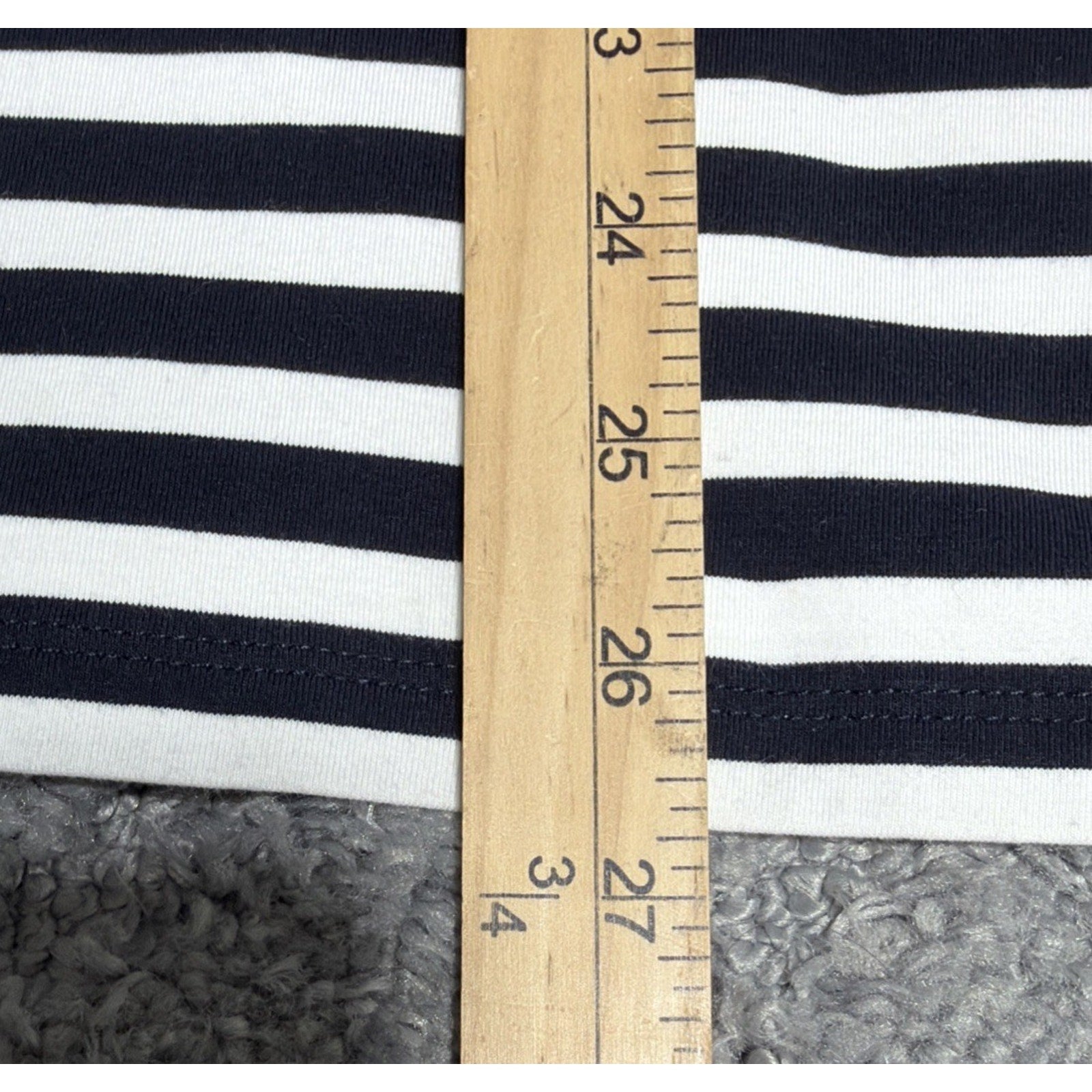 New Talbots White/Navy Blue Striped Johnny Collar Long Sleeve Top Plus Size 3X