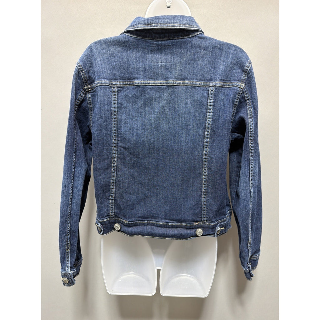 Torrid Womens Blue Denim Trucker Jean Jacket Button Front Dark Wash Size 0 Large