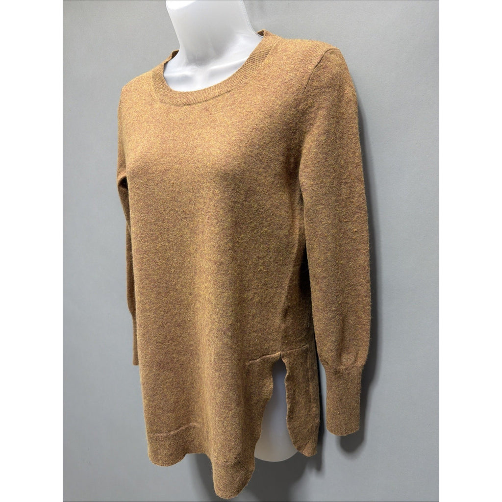 J. Crew Womens Fall Knit Merino Wool Blend Tunic Sweater Size XS Heather Camel