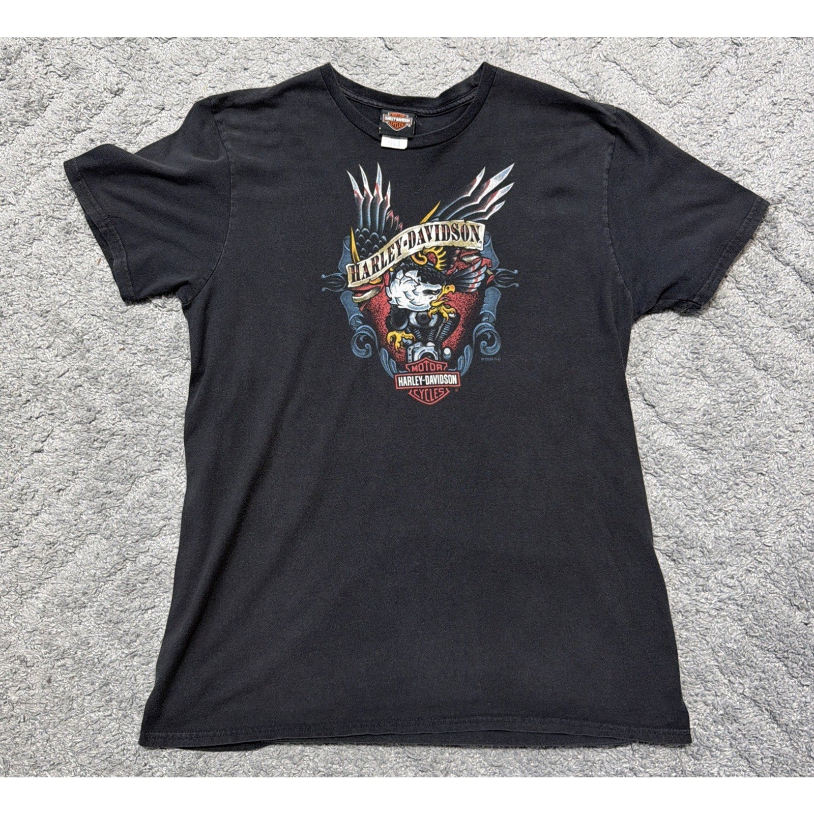Harley-Davidson Bar & Shield Eagle Short Sleeve Shirt L Black Panama City FL