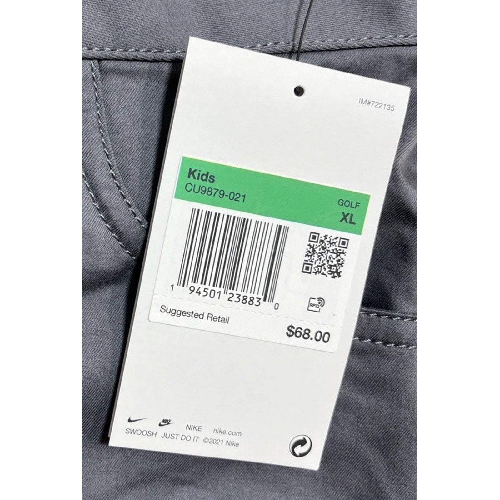 Nike Pants Yth XL Golf Standard Fit Straight Stretch Gray Dri Fit Size 30x28