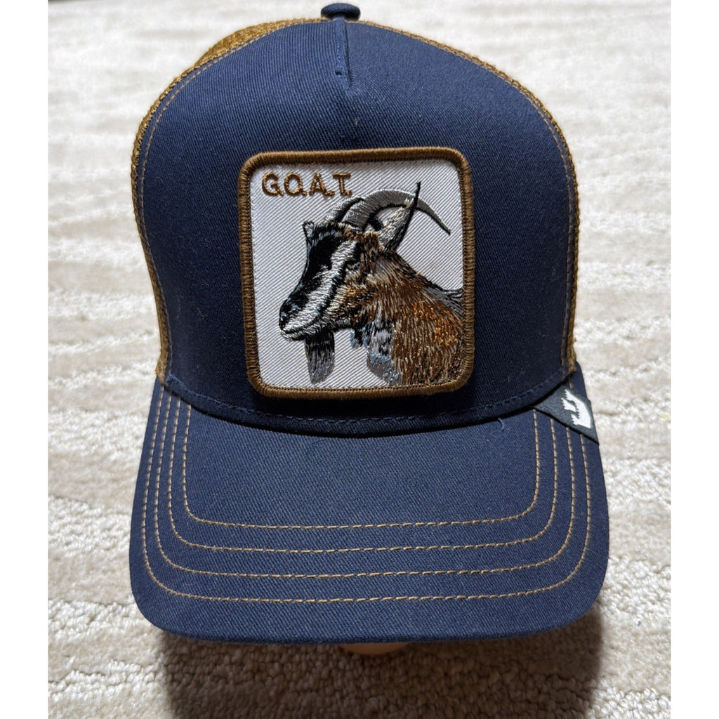 Goorin Bros The Farm Mens One Size GOAT Blue Snapback Mesh Trucker Hat NWT