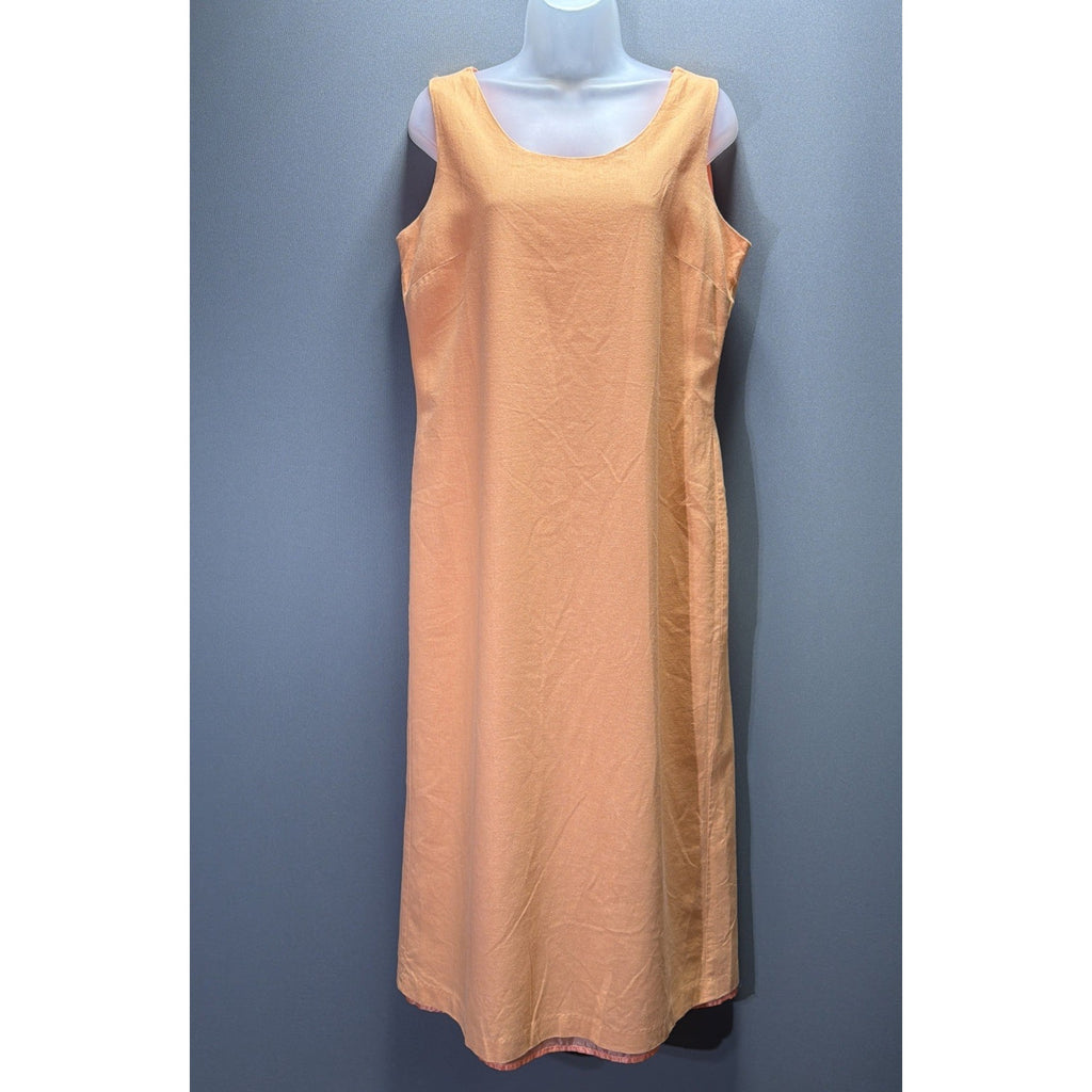 I.S.C. Womens Sleeveless Linen Blend Maxi Shift Dress Medium Peach Vintage