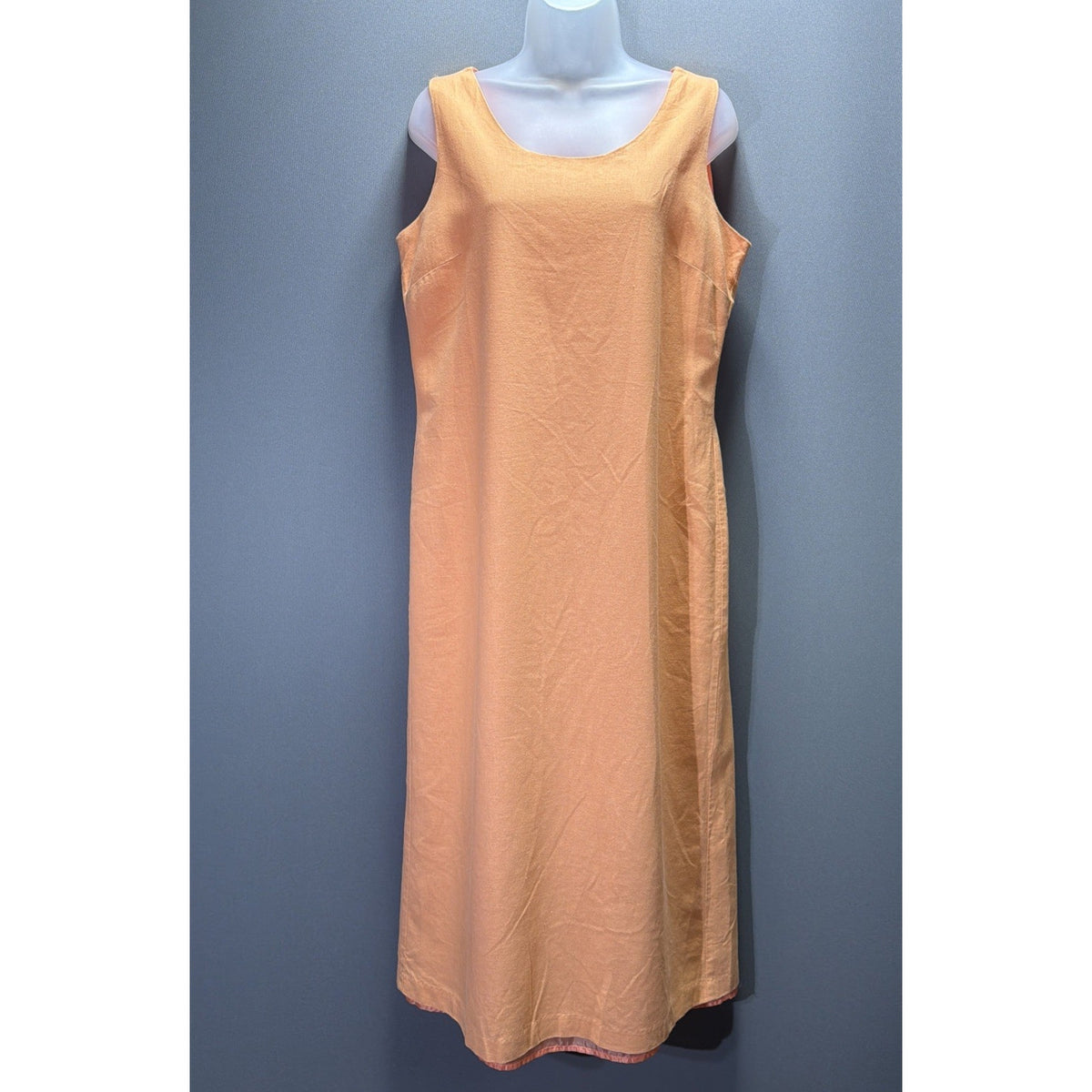 I.S.C. Womens Sleeveless Linen Blend Maxi Shift Dress Medium Peach Vintage
