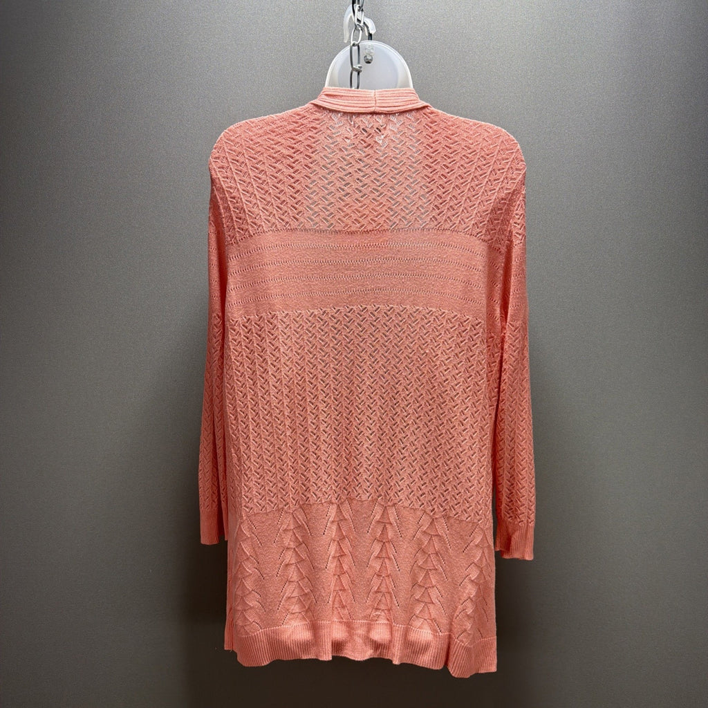 Croft Barrow Women PXL Cozy Pointelle Open Front Cardigan Long Sleeve Pink New