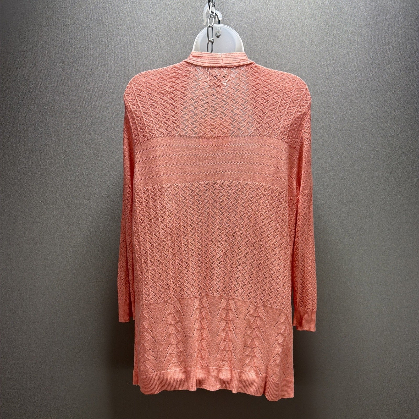 Croft Barrow Women PXL Cozy Pointelle Open Front Cardigan Long Sleeve Pink New
