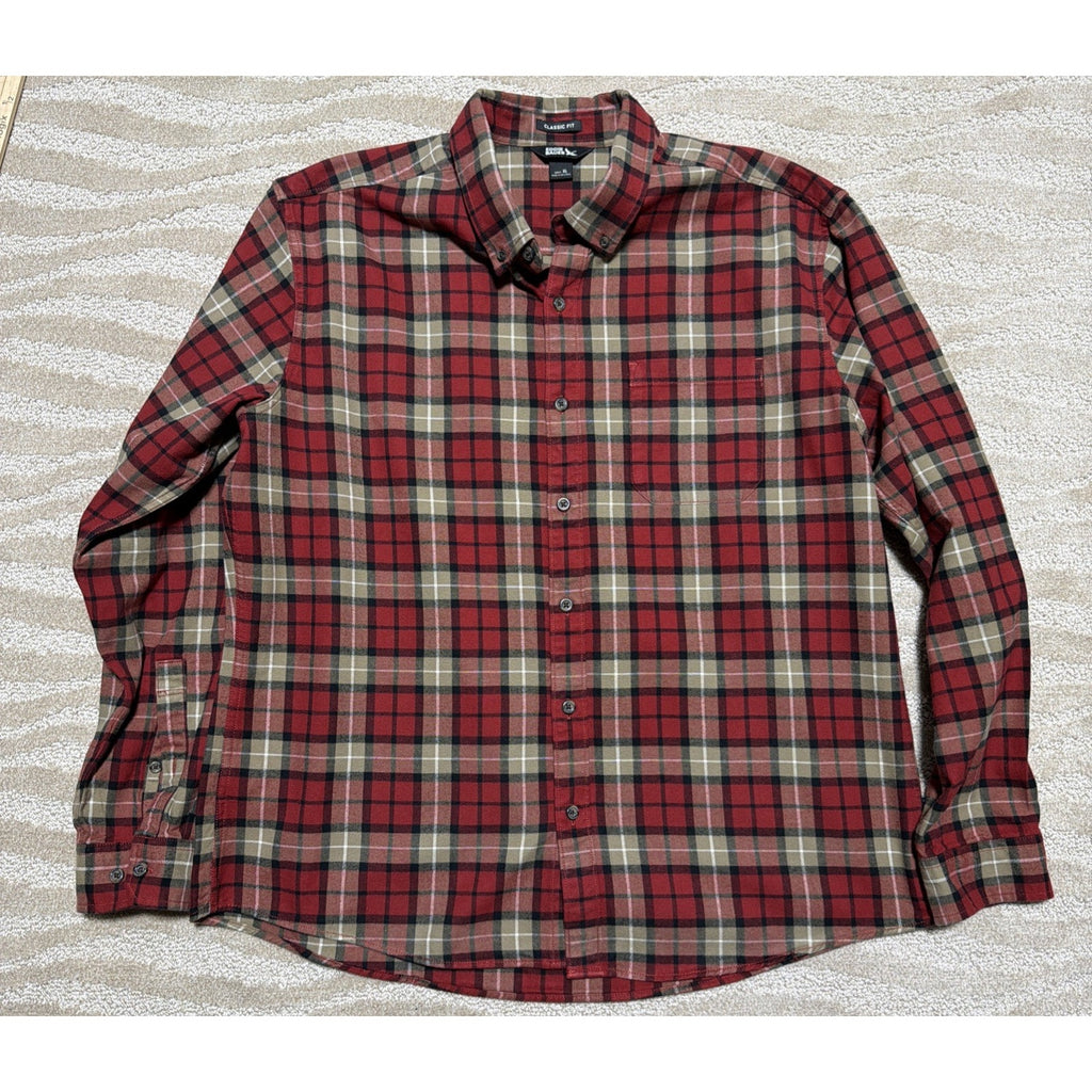 Eddie Bauer Men's Classic Fit Flannel Button Down Shirt Red Plaid Size XL NWOT