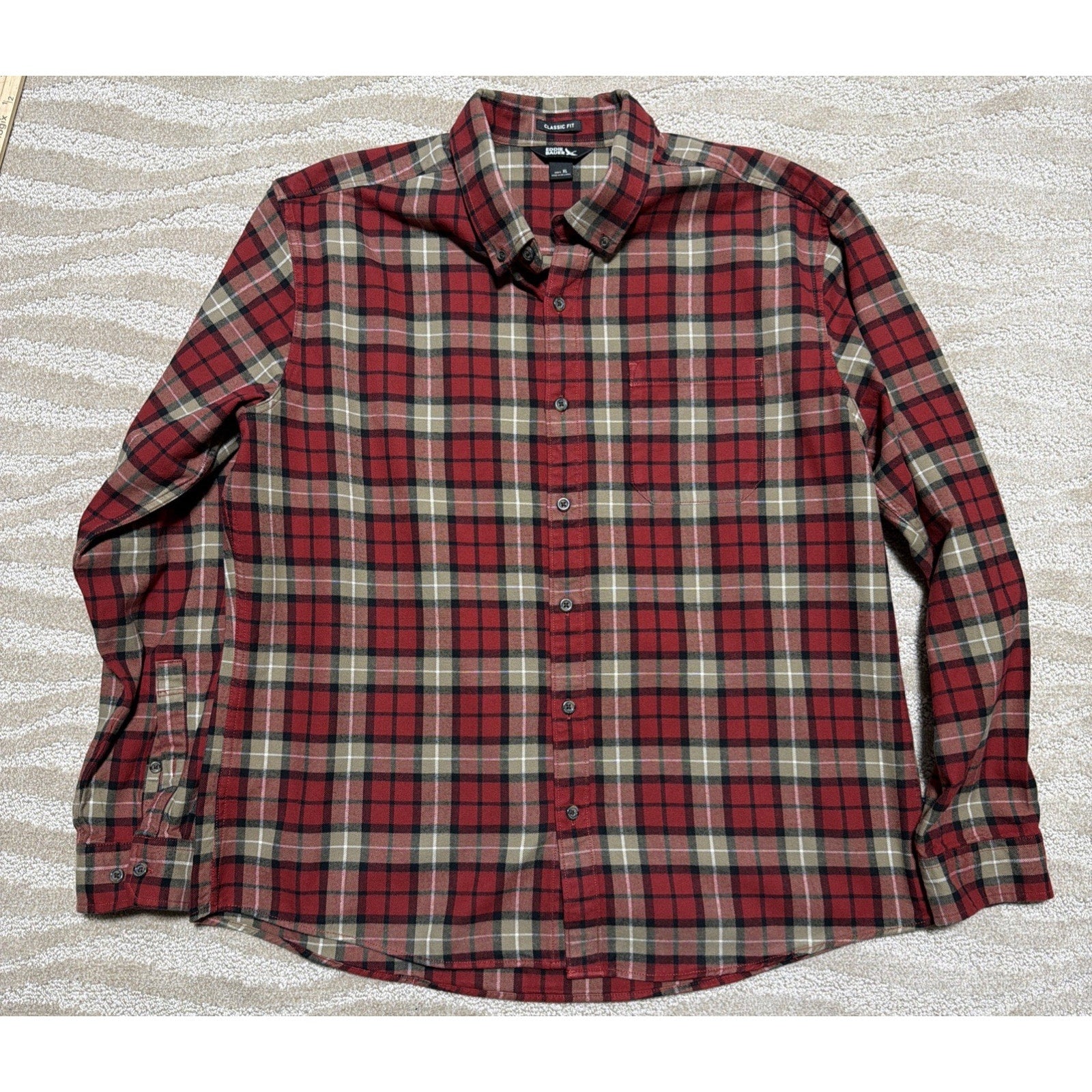 Eddie Bauer Men's Classic Fit Flannel Button Down Shirt Red Plaid Size XL NWOT