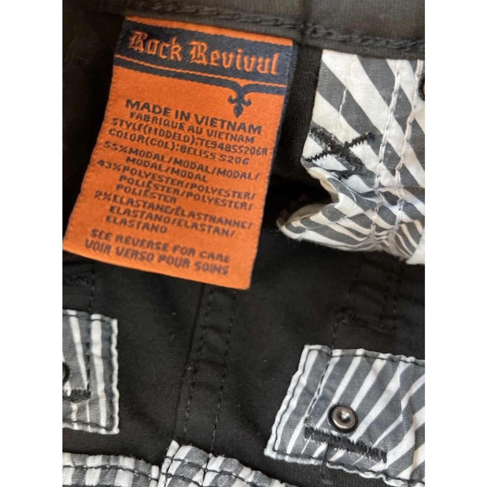 Rock Revival Women's Beliss Black Rhinestone Stretch 5 Pocket Jeans Size 28x29