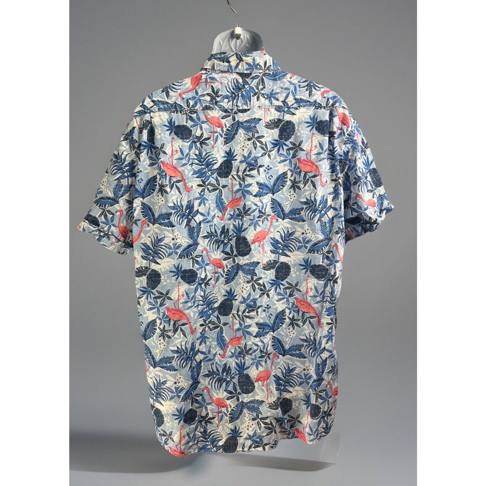 Izod Saltwater Tropical Shirt Adult XXL Blue Pink Flamingos Button Short Sleeve